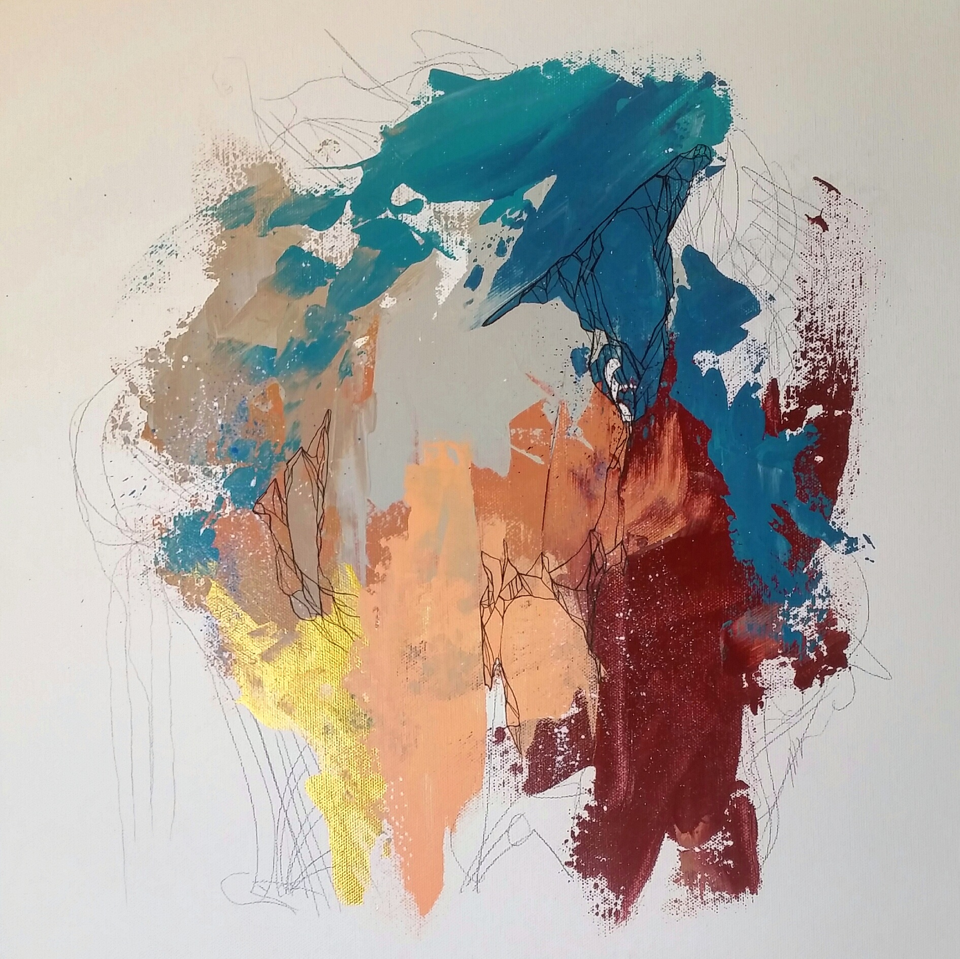 CLARITY / acrylic + ink / 16" x 16" on canvas (SOLD)