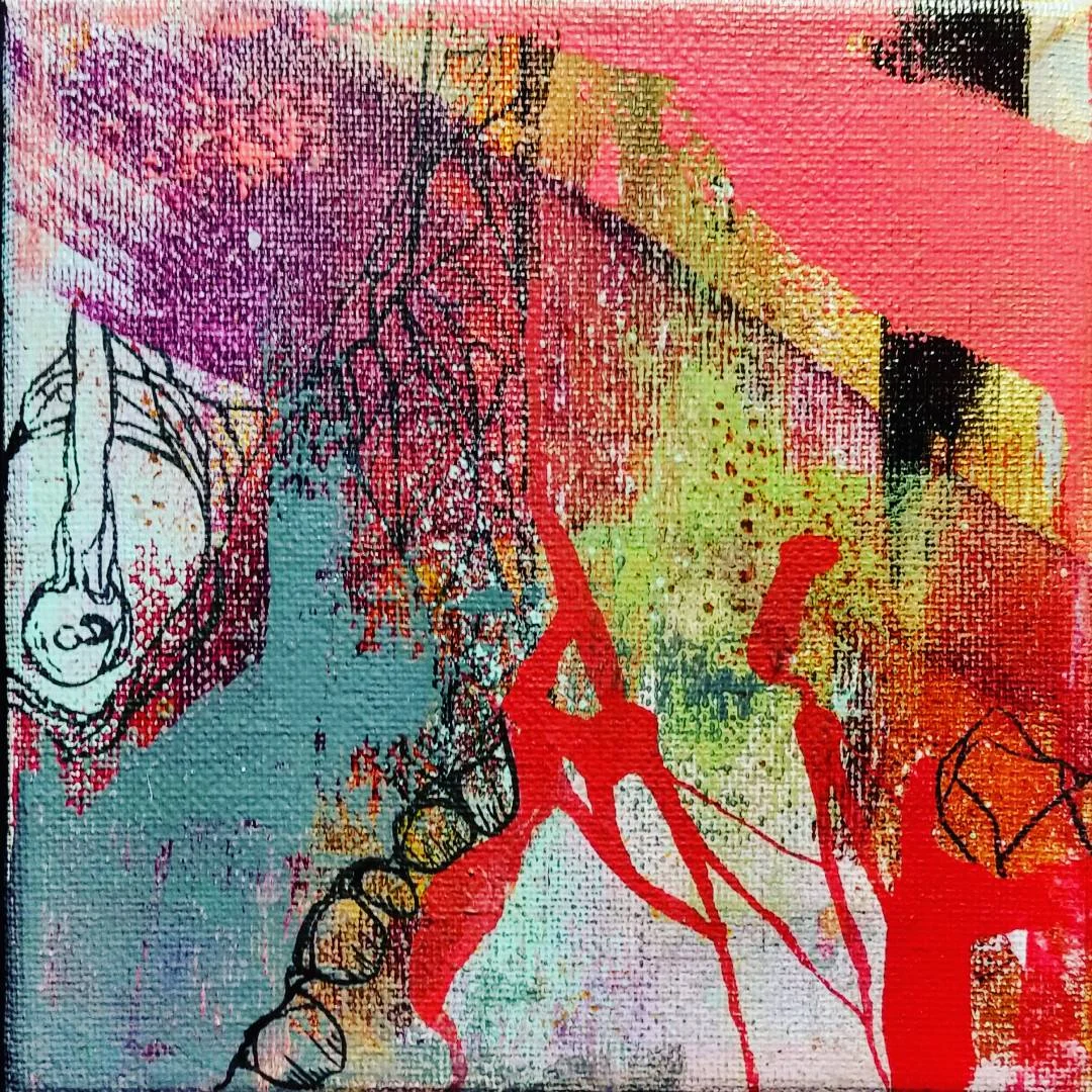 RECOVERING / acrylic + ink / 5" x 5" on canvas