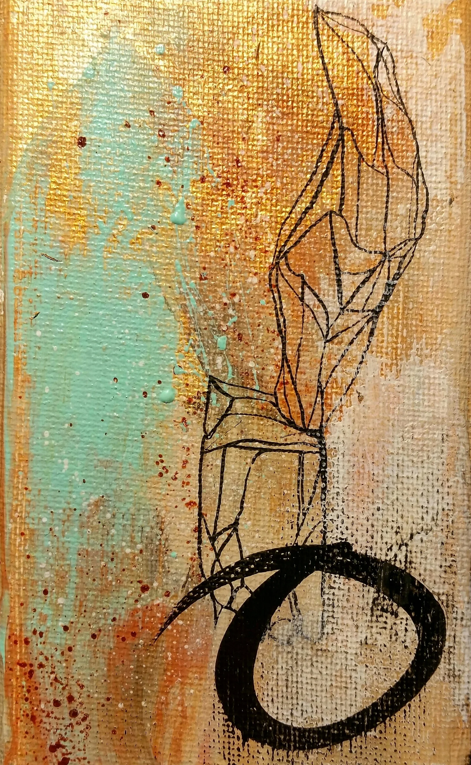 ISLE OF GOLD / acrylic + unk / 3" x 5" on canvas