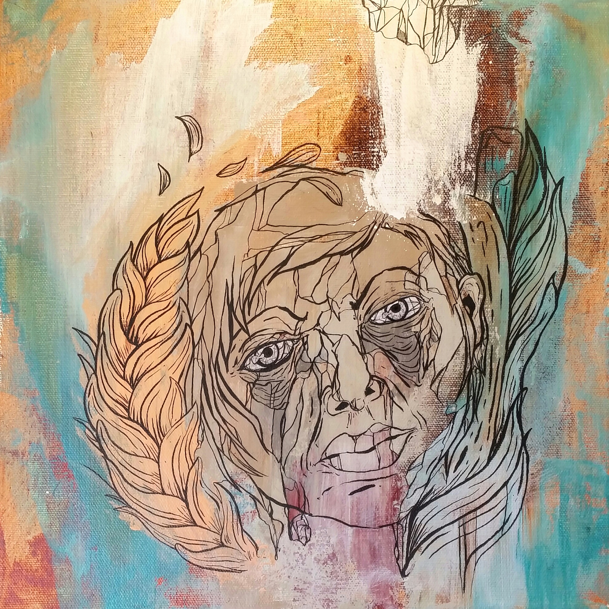 CELESTE / acrylic + ink / 12" x 12" on canvas