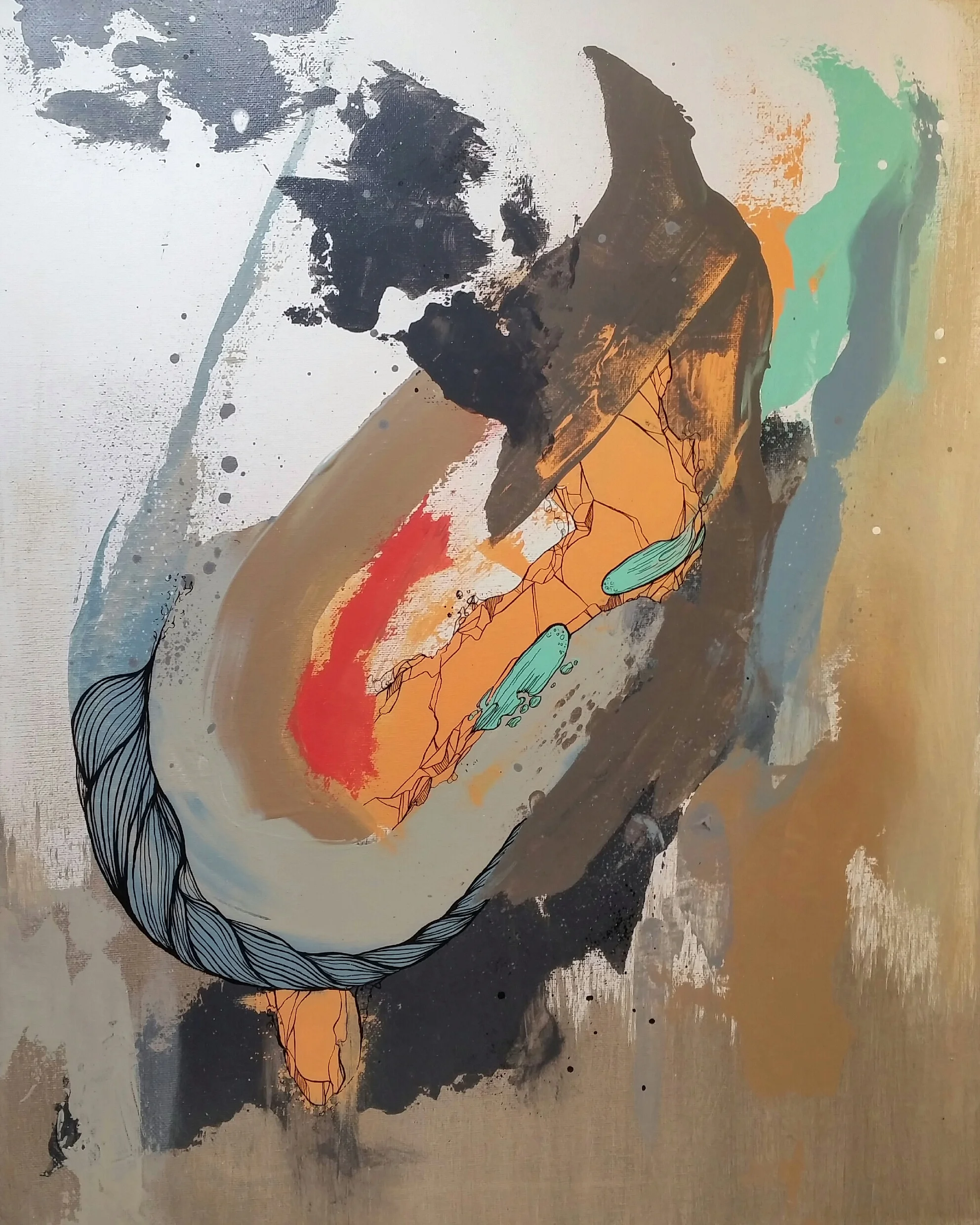 CENTURY LONG SLUMBER / acrylic + ink / 16" x 20" on canvas