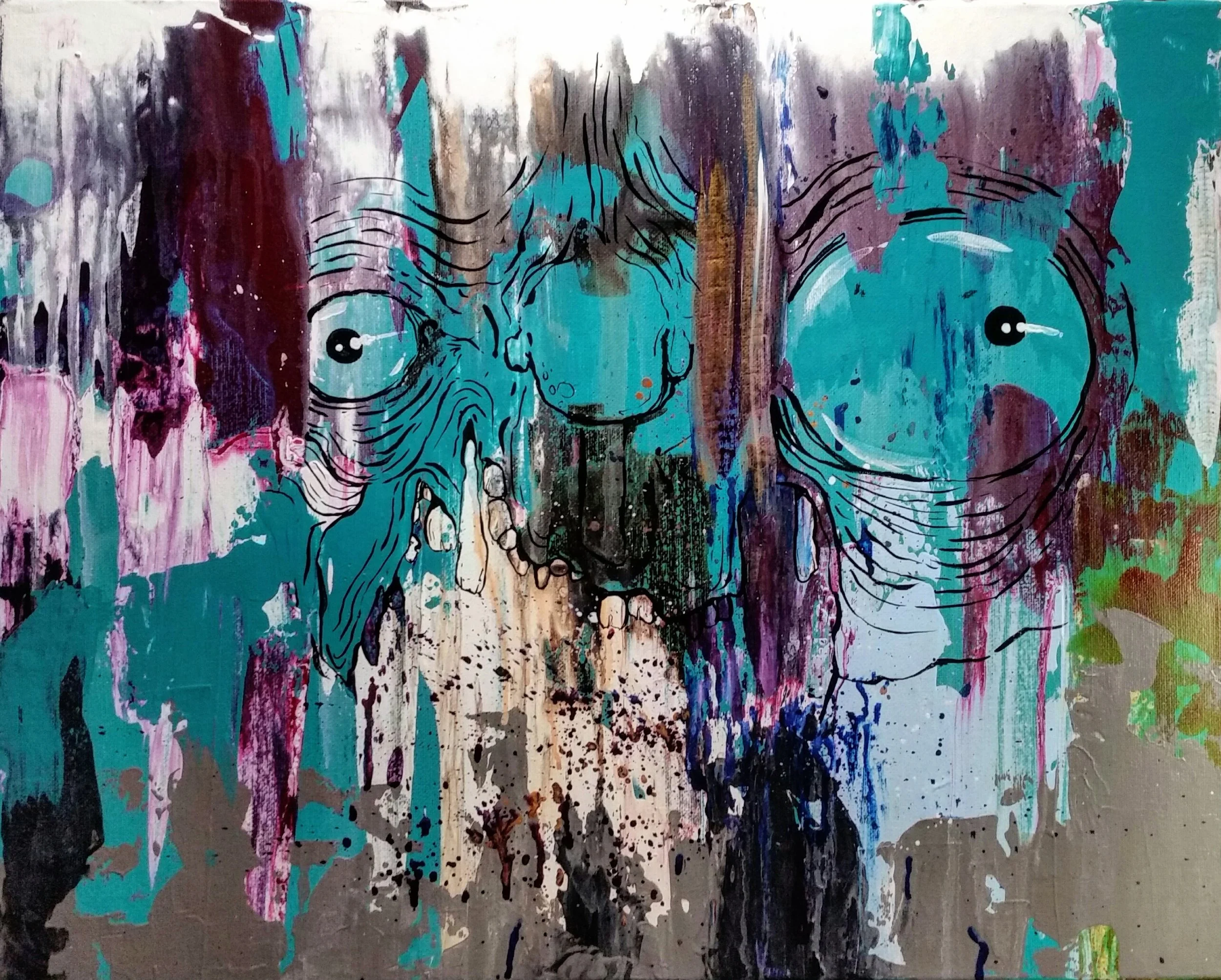 SOUL COUGH / acrylic + ink / 24" x 16" on canvas