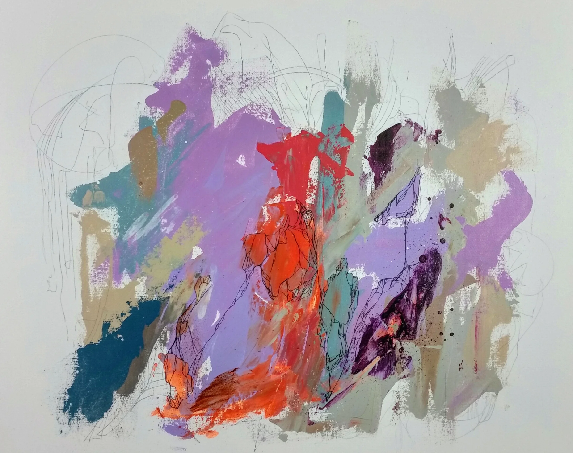 CONFLICT /&nbsp;acrylic + ink + graphite / 28" x 22" on canvas (SOLD)