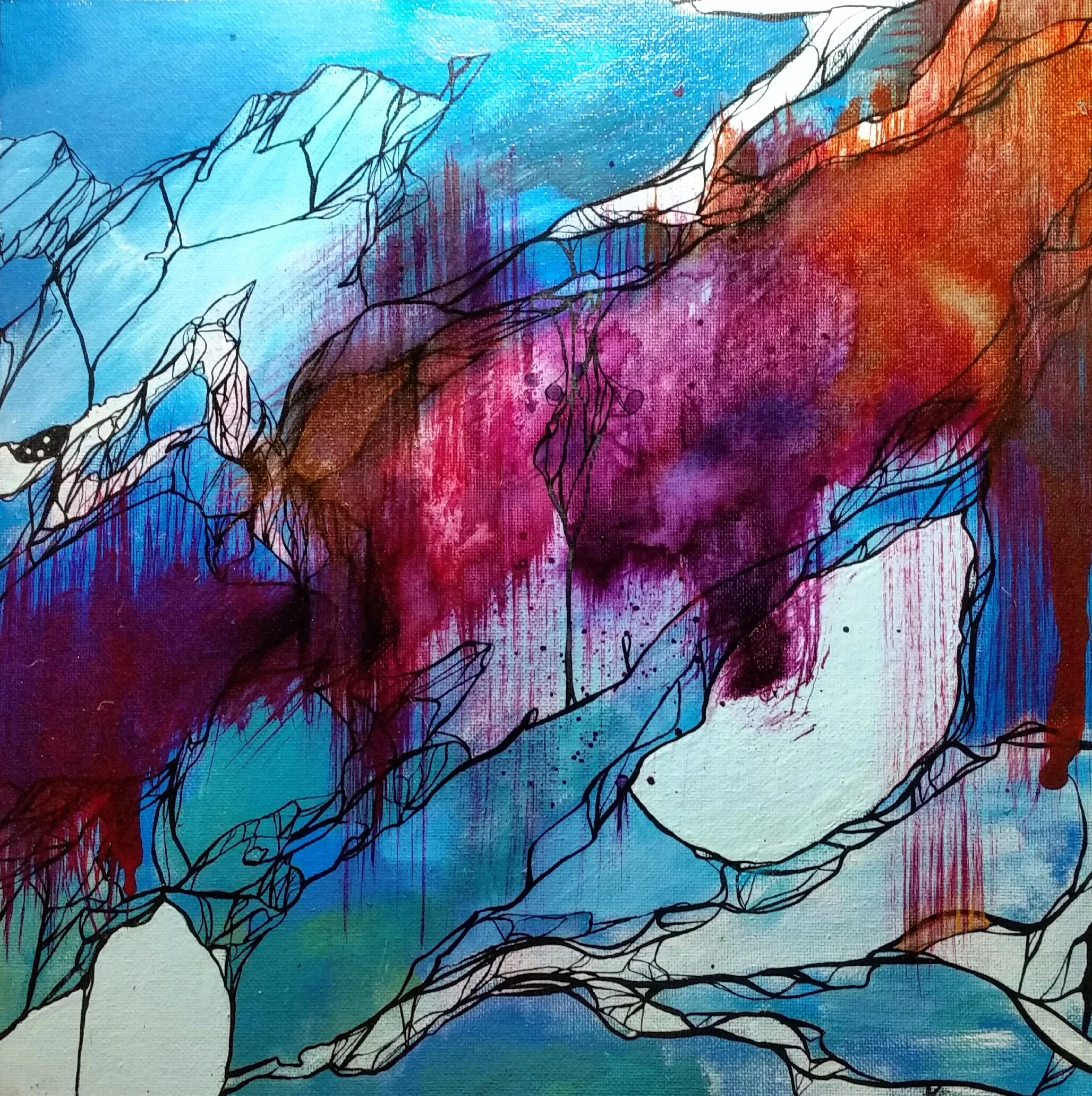 THRASH / acrylic + ink / 12" x 12" on canvas board