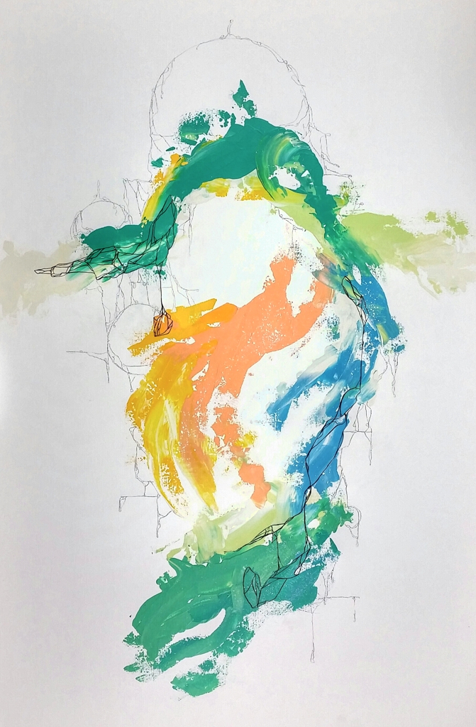 ASCENSION / acrylic + ink + graphite / 28" x 36" on canvas