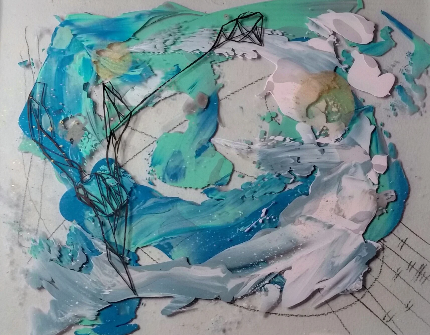 PETRI No.1 / acrylic + ink / on glass