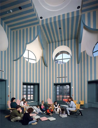 Carpet design, wall color, Denver Public Library,Michael Graves architect