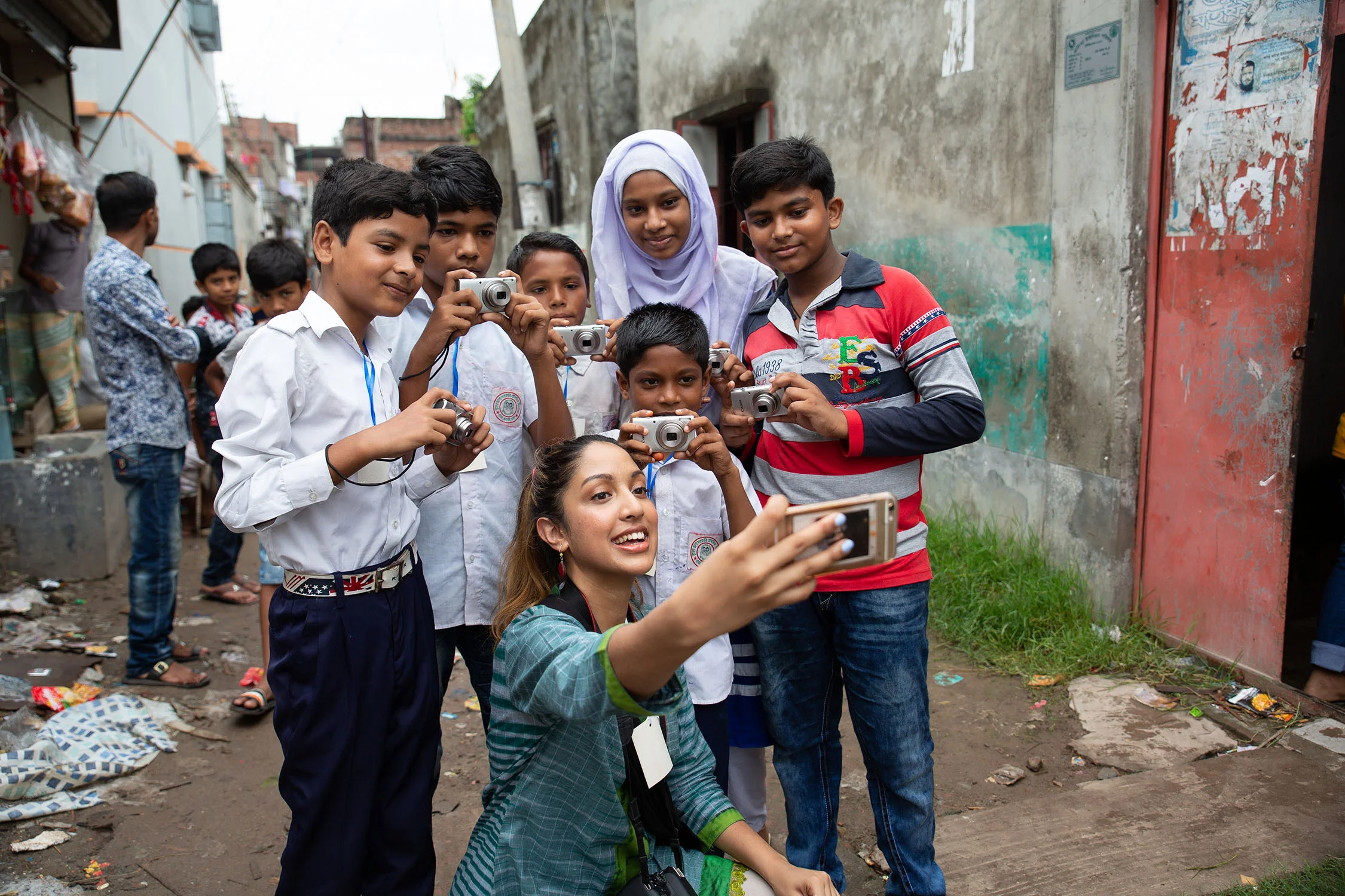 Members of the 100cameras Snapshot Dhaka class pose for a selfie -- Dhaka, Bangladesh, 2018