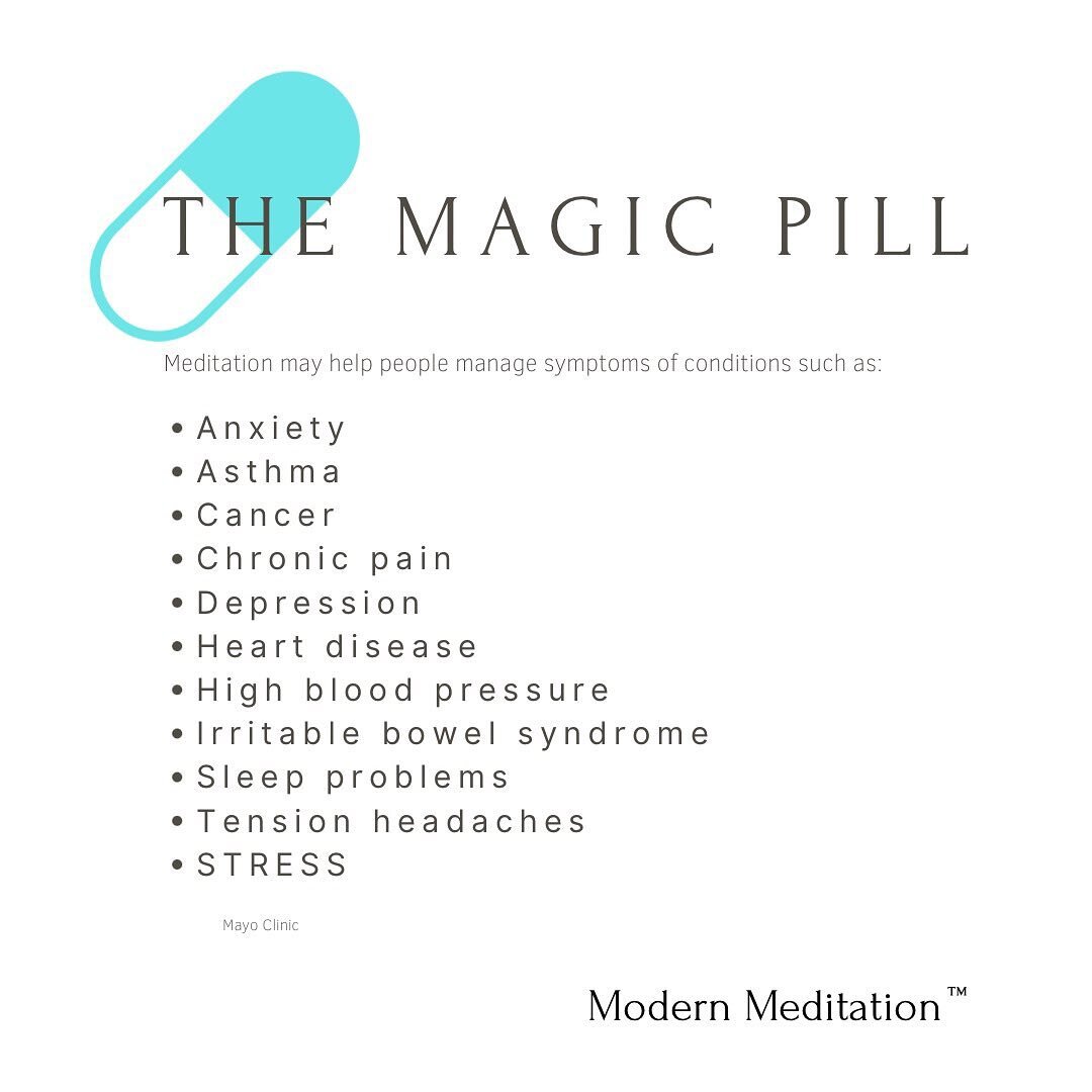 💊 Why meditate? It's more like why not! ⁣
While there are always many reasons to do many things, connecting with your personal WHY is key. ⁣
MEDITATION is literally 'the magic pill' when it comes to benefits. ⁣
You name it, there's most likely a way