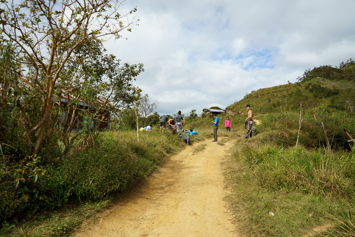 Landing at the village. From here, it's just walking on a flat, wide, open trail.