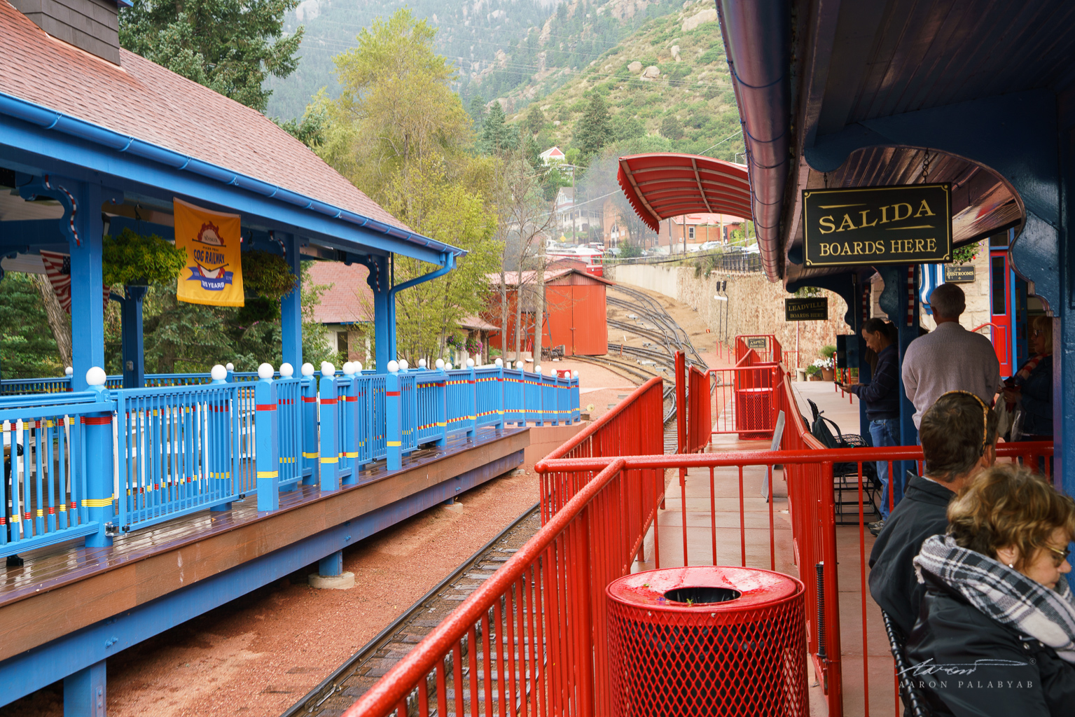 The Pike's Peak Cog Railway Station. (How confusing that it says to board at the "Salida"...)