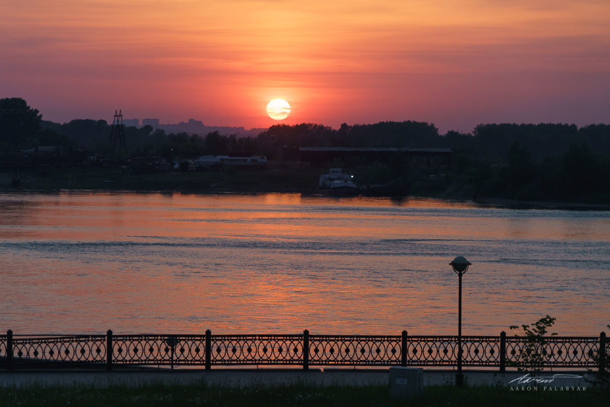 Perfect sunset over the Angara River
