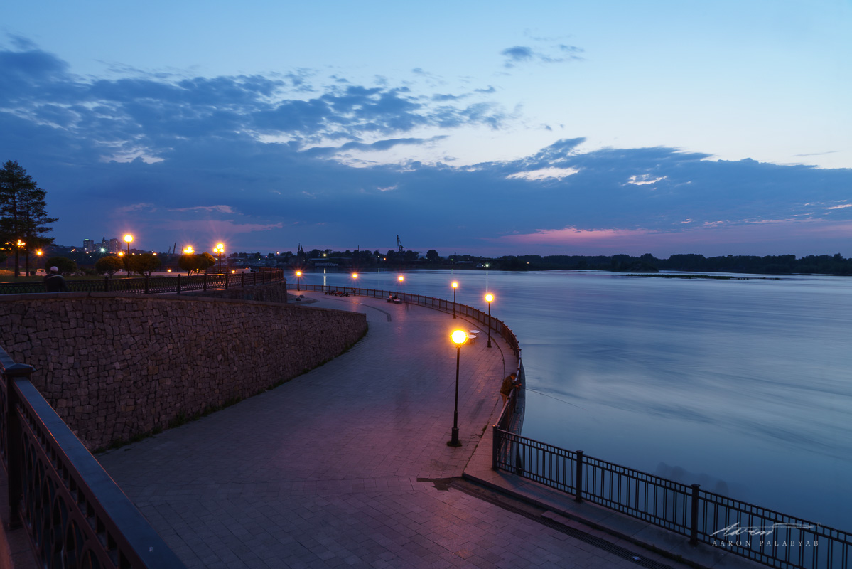The embankment of the Angara at twilight