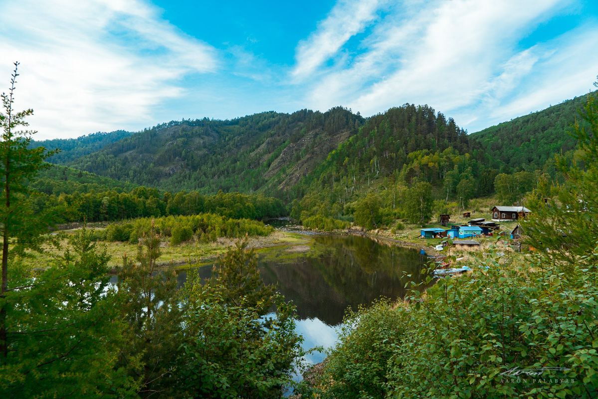 Looking down at the inlet and the village by the lake we've stopped by
