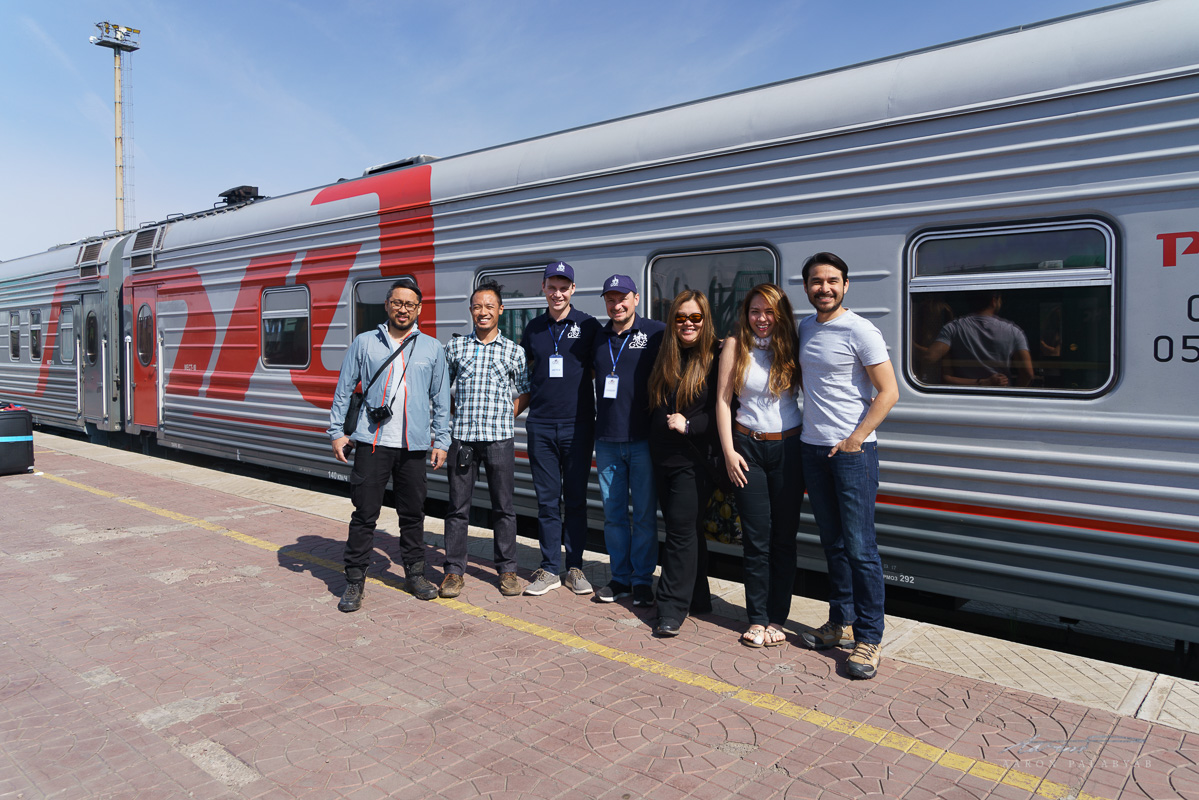 The Filipino media group with Artem and Evgeny, tour directors of the Grand Trans-Siberian Express, after final disembarkation at Ulaanbaatar