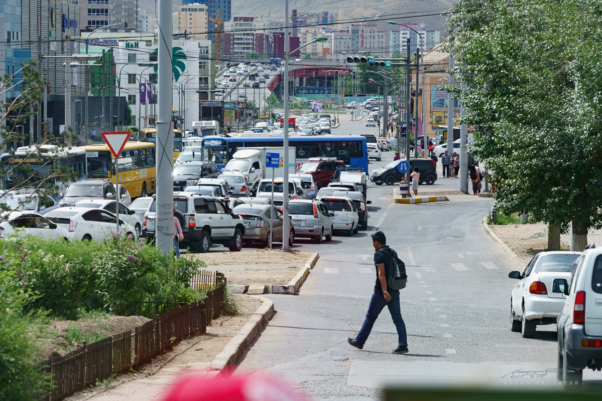 Driving into Ulaanbaatar traffic