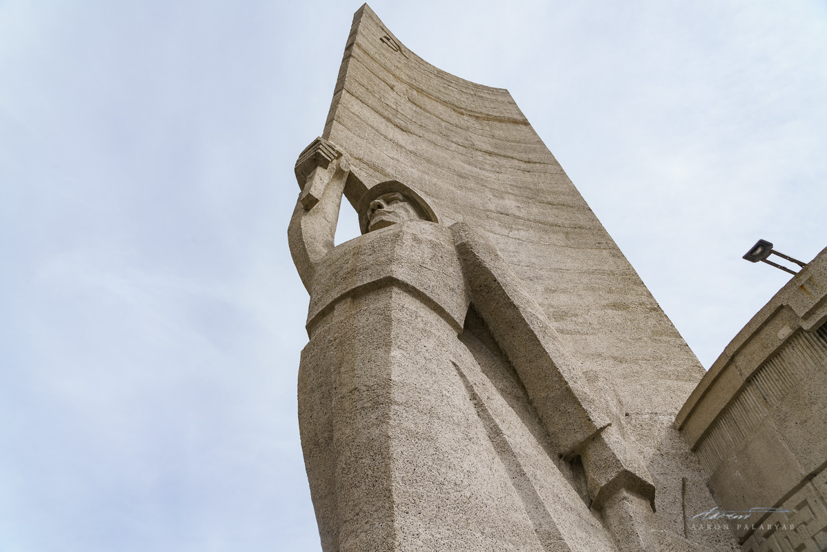 The Zaisan Monument, depicting a Russian holder waving a flag