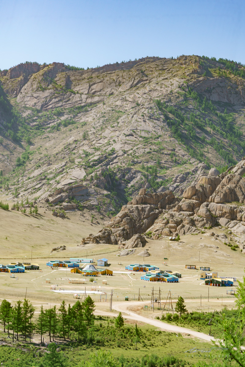 Looking down at a tourist camp from Turtle Rock