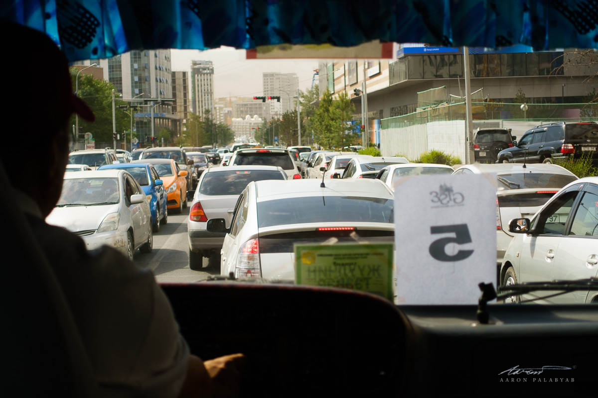 Typical rush hour traffic at Ulaanbaatar