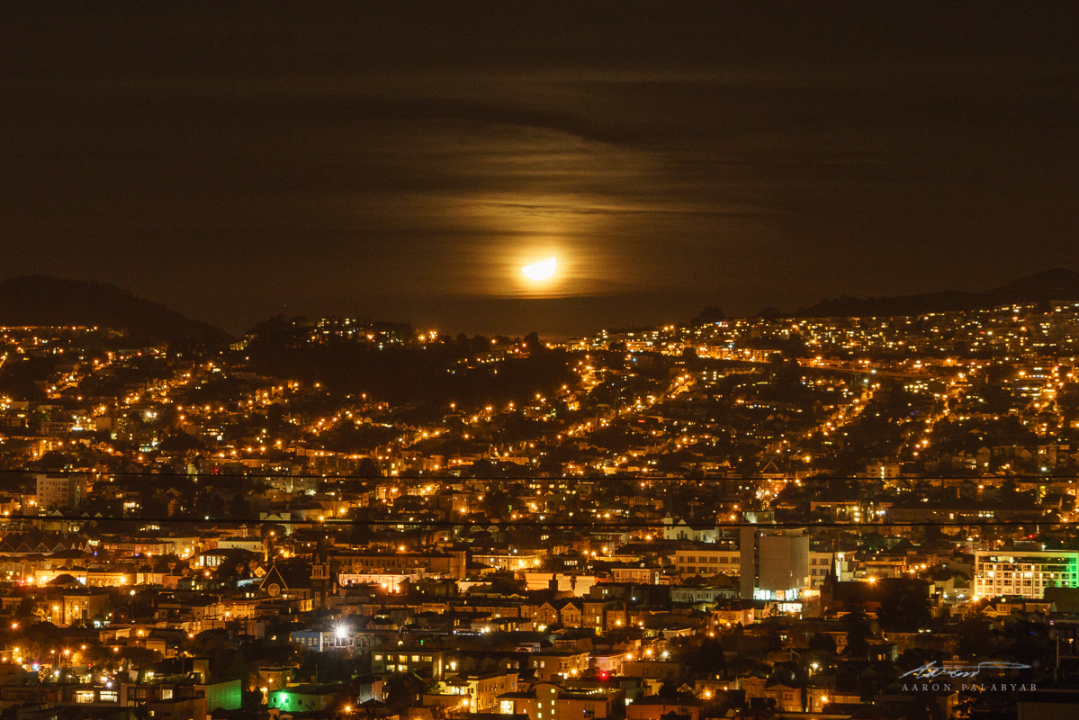 Quarter moon over San Francisco