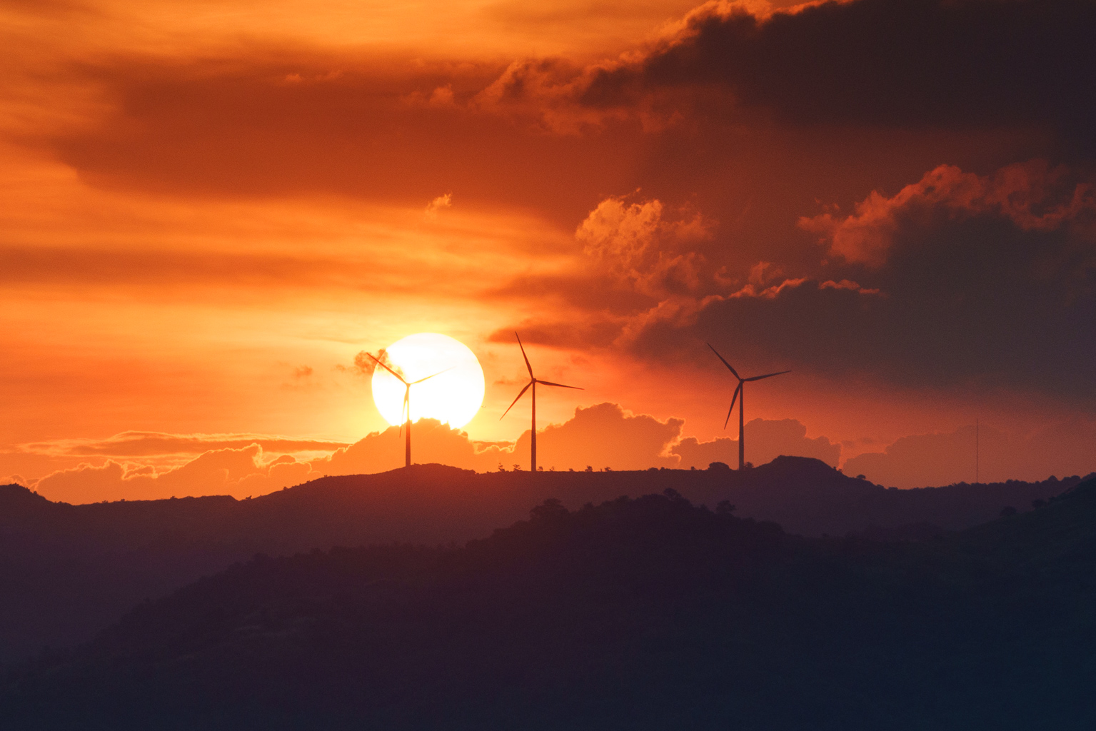 Pililia Windmills at Sunset
