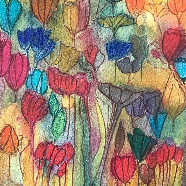 #blommor #artbykickiebergengren #ateljekickiehamngatanvadstena #vadstena #mönsterdesigner #akvarell #textileart #nordiskaakvarellmuseet