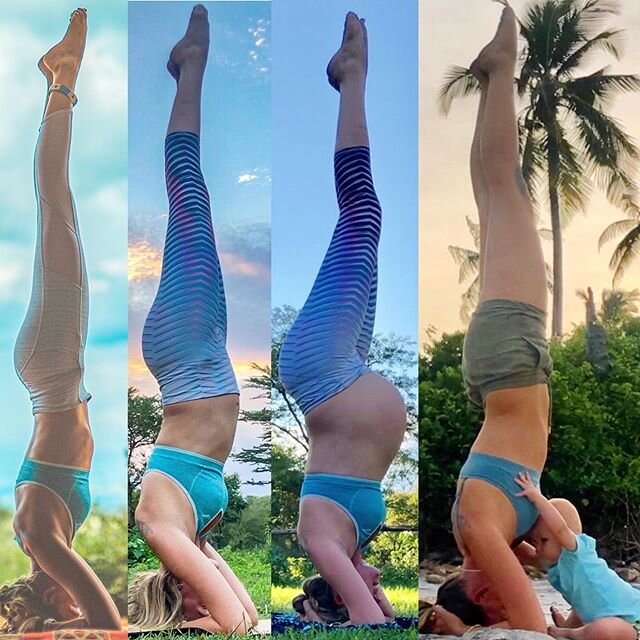 Finally getting upside down again! Sometime before pregnancy - 20weeks - 37weeks - 7months pp. 
When I think back on each of these headstands I really felt so different each time! My centre of gravity has been all over the place for over a year now. 