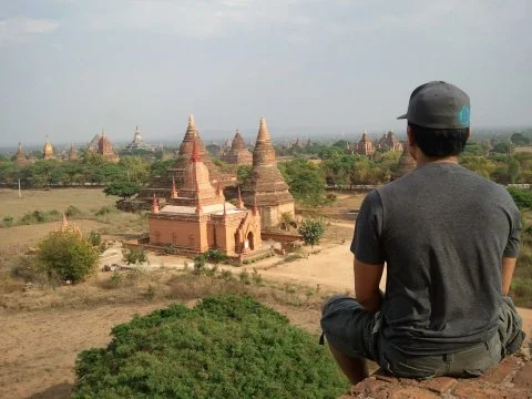 Vitug on top of an ancient temple in Bagan, Myanmar.