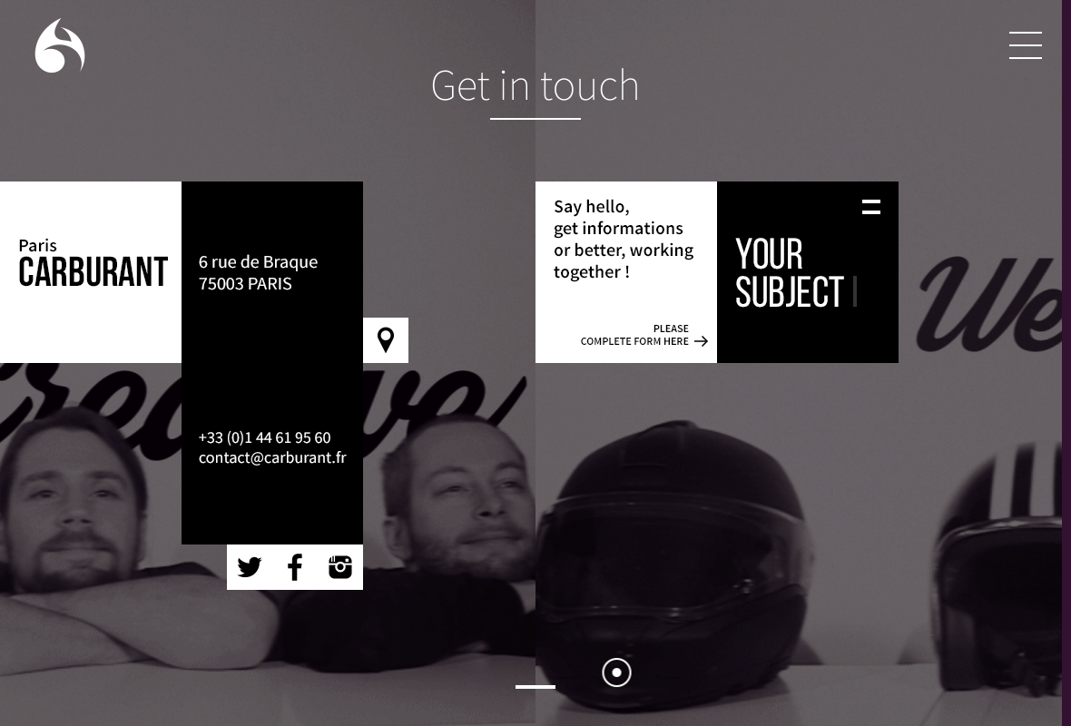 Carburant Agency — Interactions prototype of the contact form