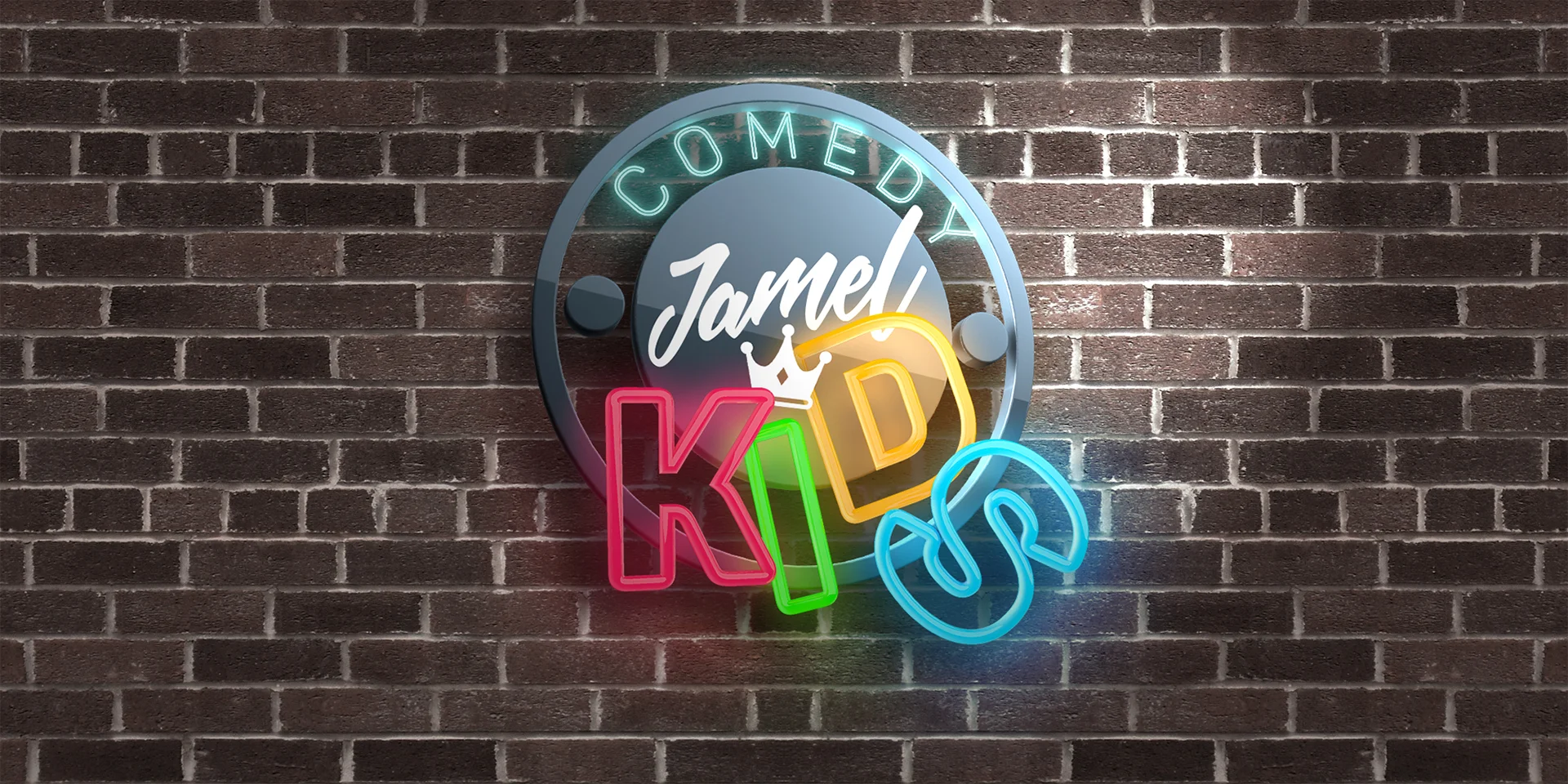 Jamel Comedy KIDS — Logo with neon incrustation