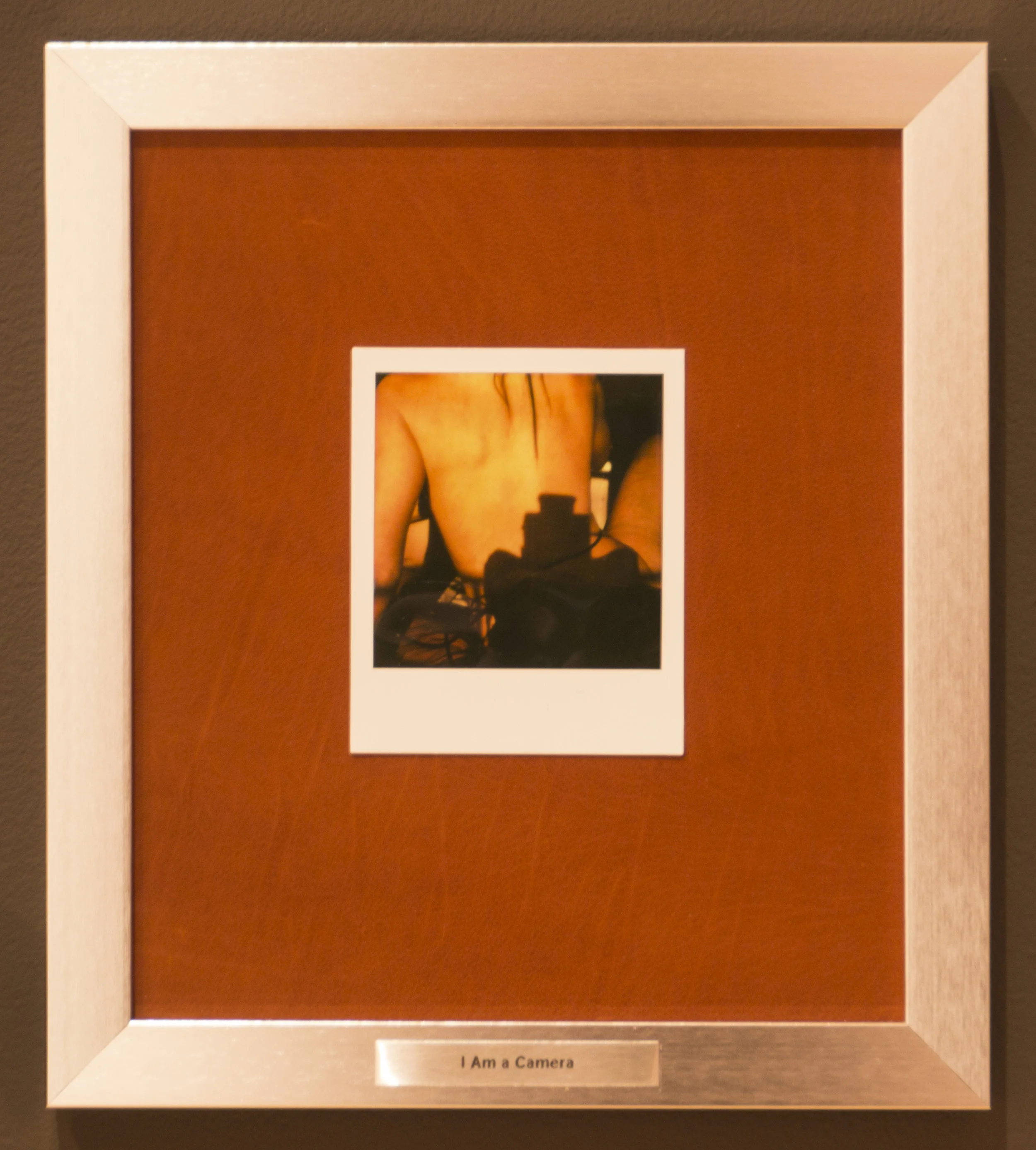 I Am a Camera from Shame’s Glove , 2013, SX-70 Polaroid. In Wisconsin Triennial Exhibition, Madison Museum of Contemporary Art, September 2013-January 2014. Installation consists of twelve SX-70 Polaroids, Impossible Project film, embossed vintage chrome and leather SX-70 Polaroid camera body and leather carrying case.