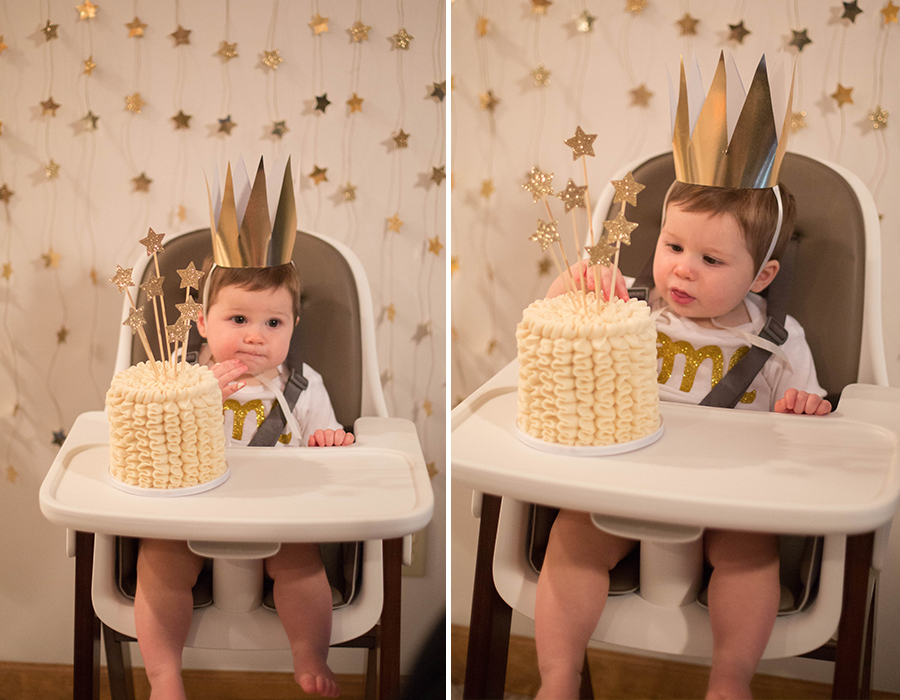 I put the camera away after this, so I didn't get any messy shots. He did go to town on the cake though! Yummy!! 