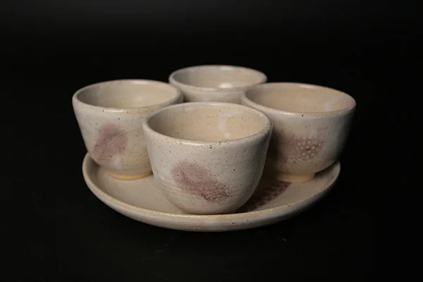 Feather Teacup Set 2013 Ceramic Decal and Glaze on Stoneware