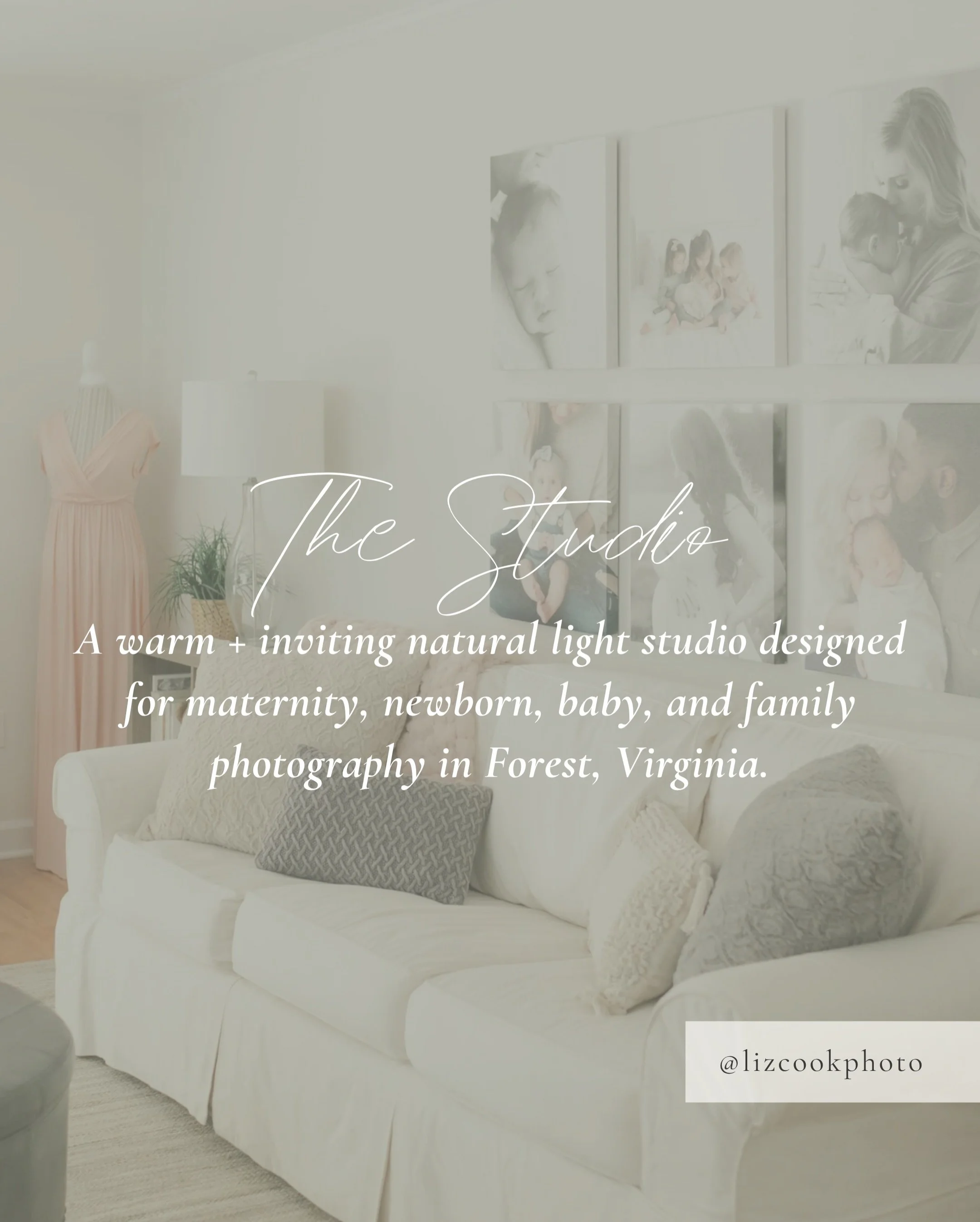 Welcome to the studio 🤍

A warm and inviting space designed for maternity, newborn, baby, and family photography with busy mothers and growing families in mind. 

With beautiful natural light, soft textures, curated pieces for moms + babies, and a c