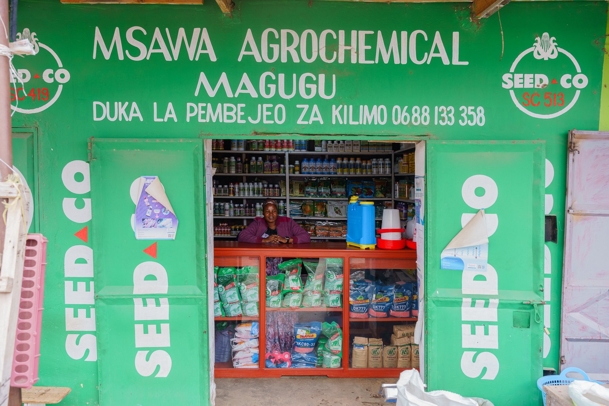 Exterior view of a Farm Africa-supported agro-dealer shop serving local farmers in Babati, Manyara, Tanzania.