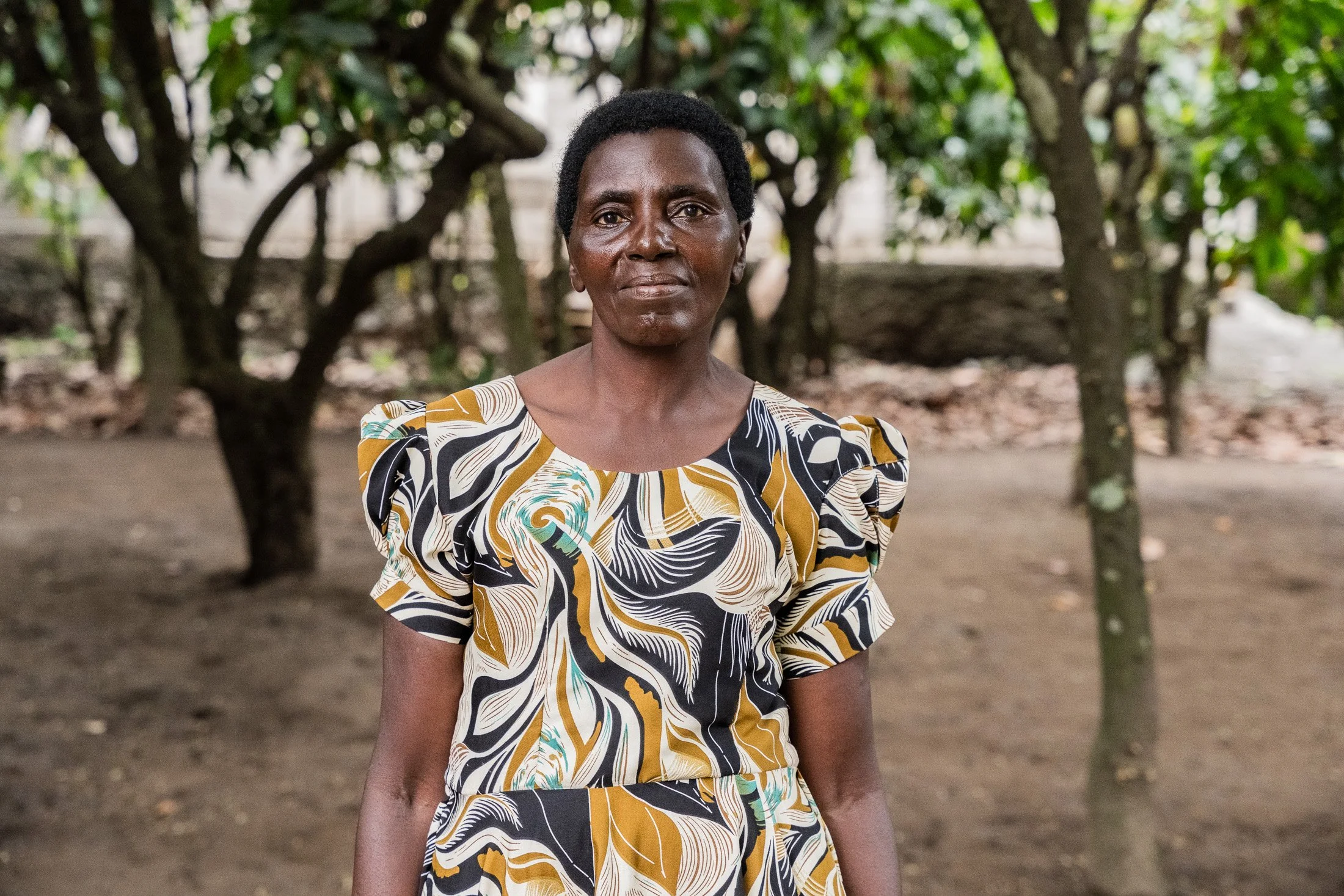 Portrait of a female cocoa farmer in Mababu Village, Tanzania.