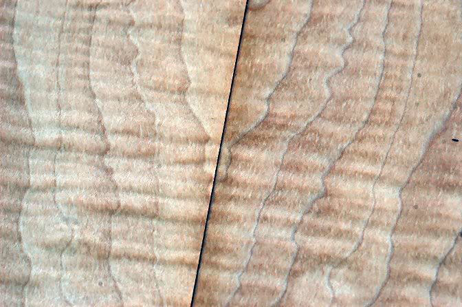 Before gluing, recheck the grain, and recut if necessary. Remember to consider what will actually be seen, by dealing with the small area a better match can be had.