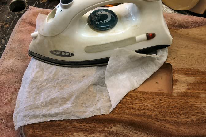 it’s time for the finish sanding. Before I do so, I “iron” the whole body. This causes any funky grain to raise, and much of the sand paper scores to raise, making sanding easier.