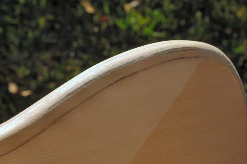  Some may be wondering how you get an acceptably consistent radius using a sanding block. It’s really quite easy. By moving the block down the edge it has a natural tendency to follow the previous line, cutting that line into “uncharted” wood. That, 