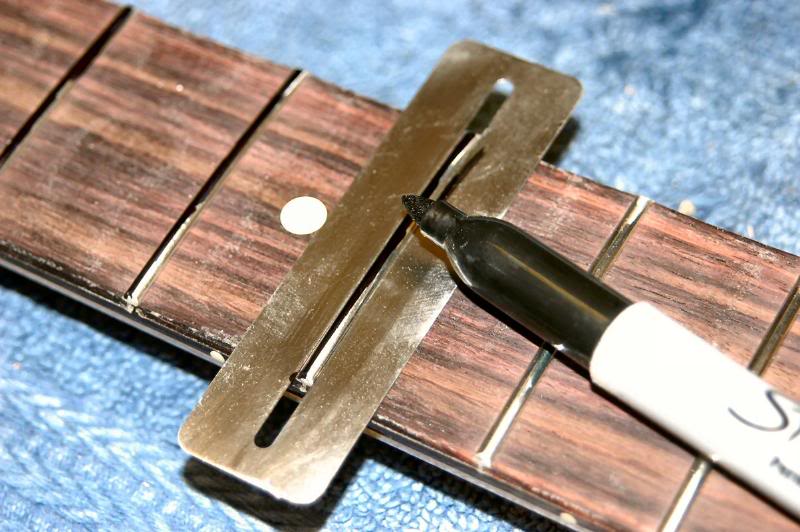  Take a marker and mark the top of each fret, this will allow you to see the progress much easier. 