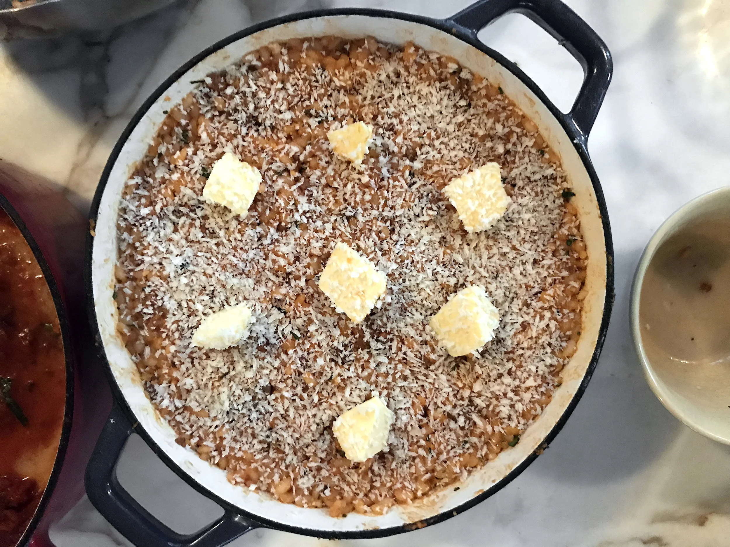 well sealed with rice and chunks of butter