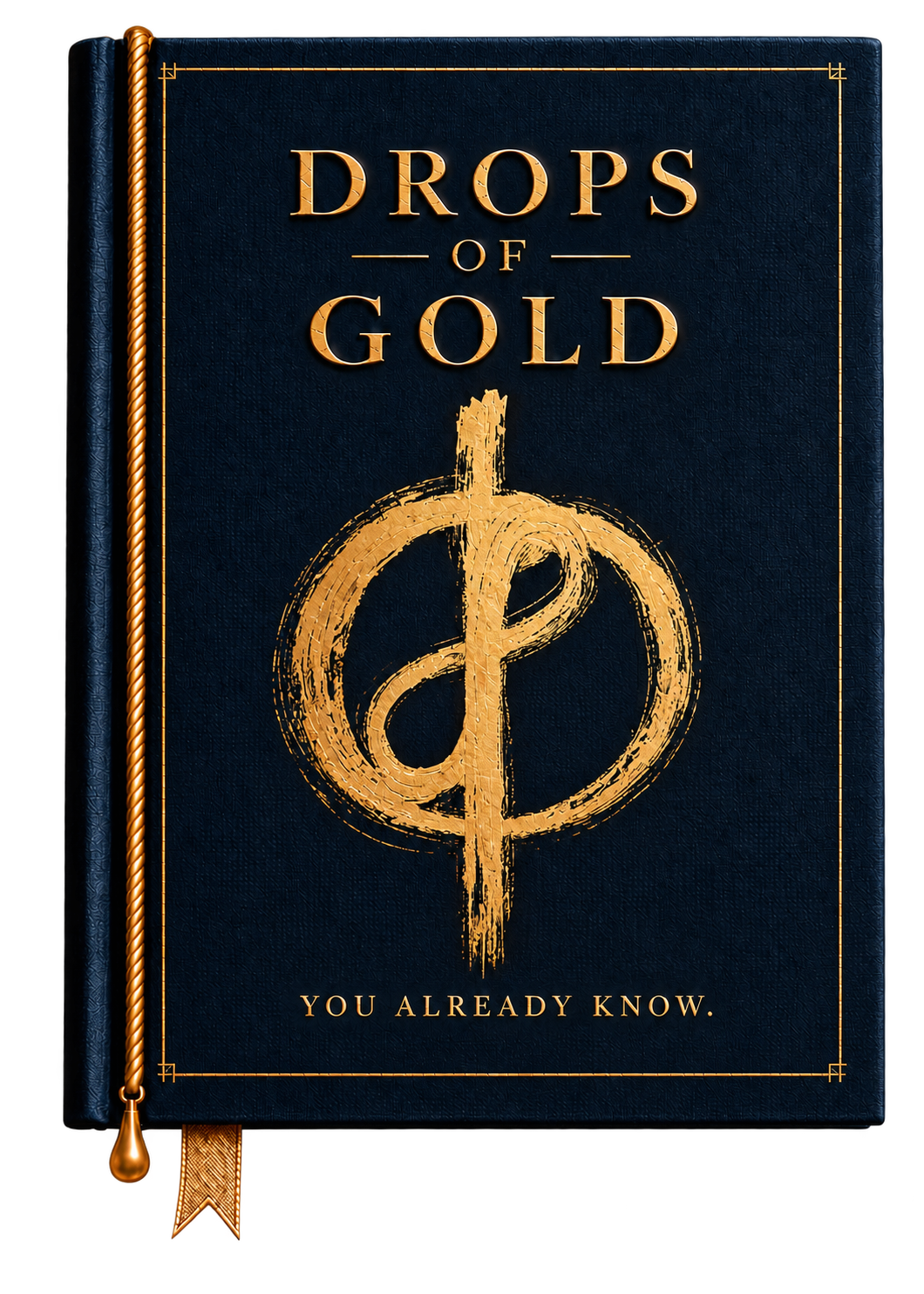 Drops of Gold book cover with gold lettering and emblem. You already know.