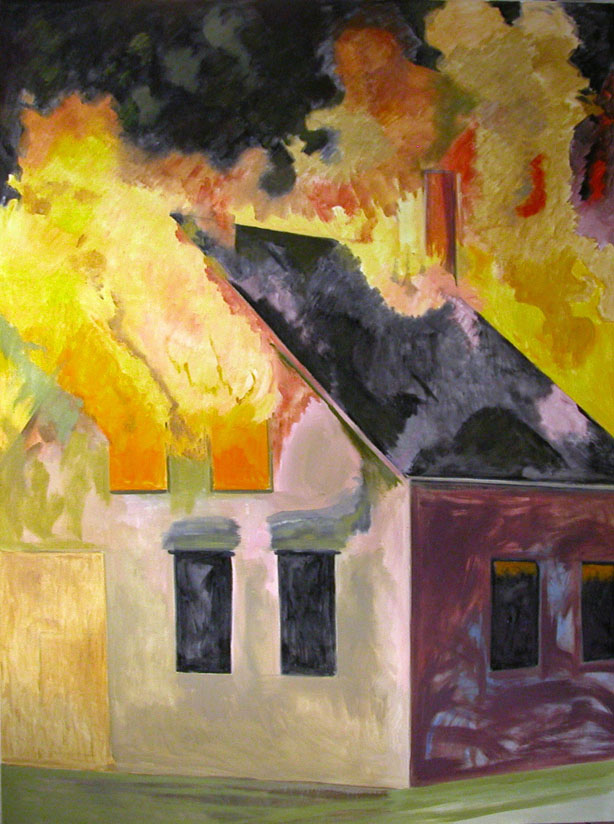 Burning House, Night, Vertical