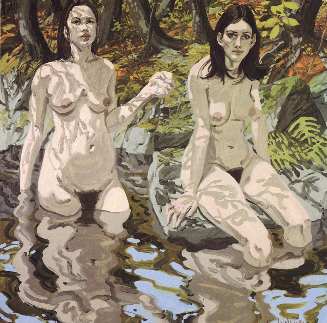 Two Nudes in a Forest Pond