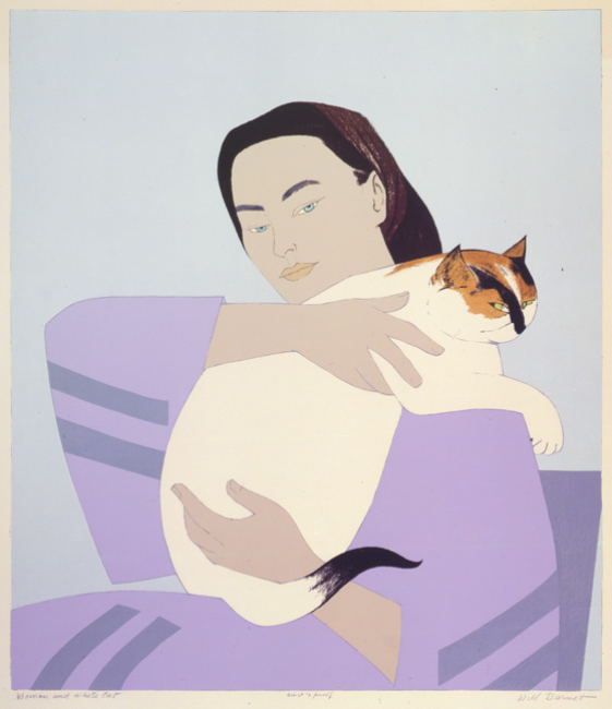 Woman and White Cat