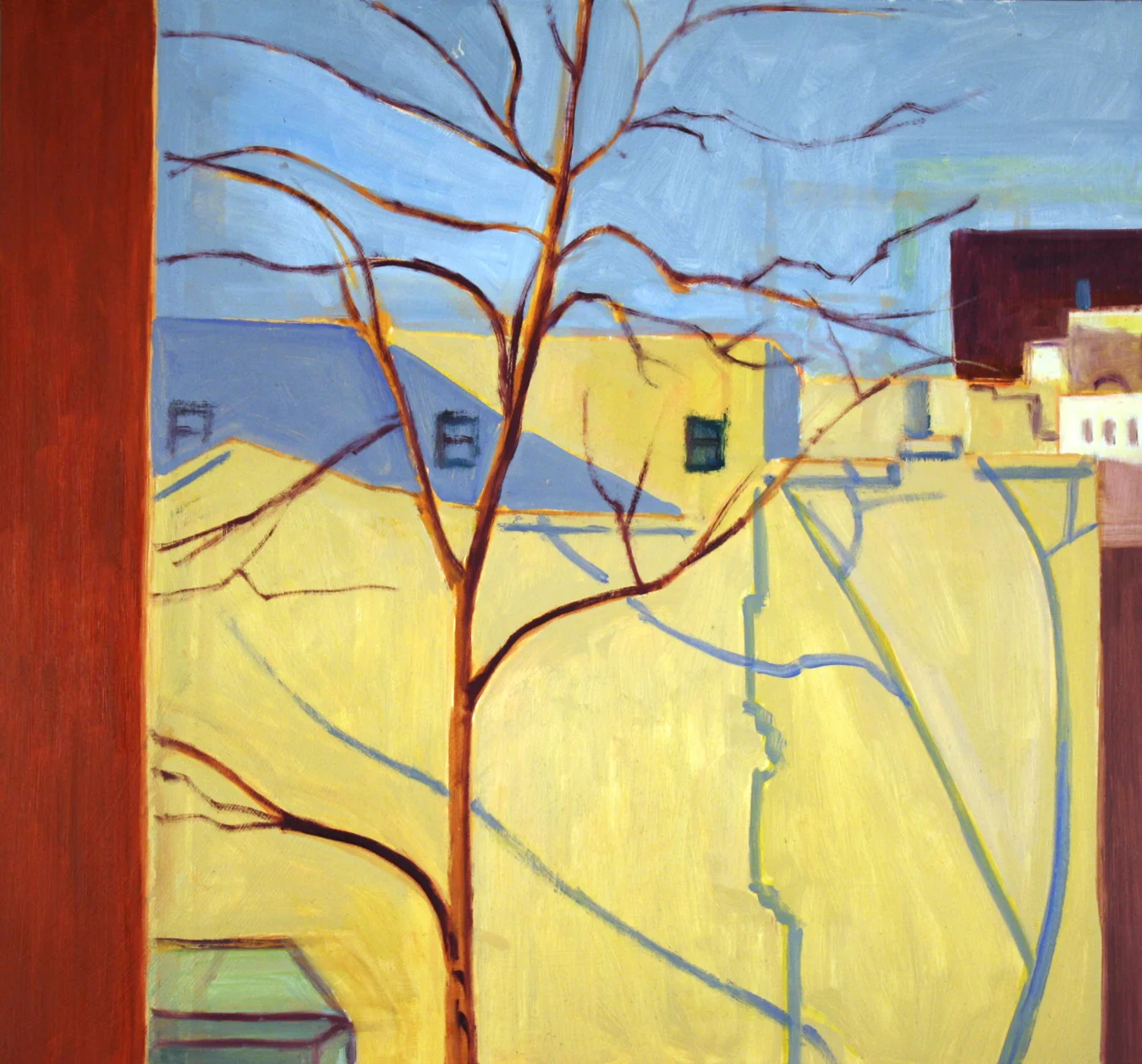 View from Window with Blue Sky