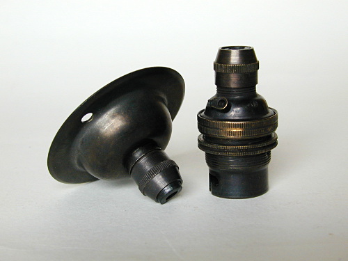 Bronze Ceiling Rose and Lampholder with Cord Grips.