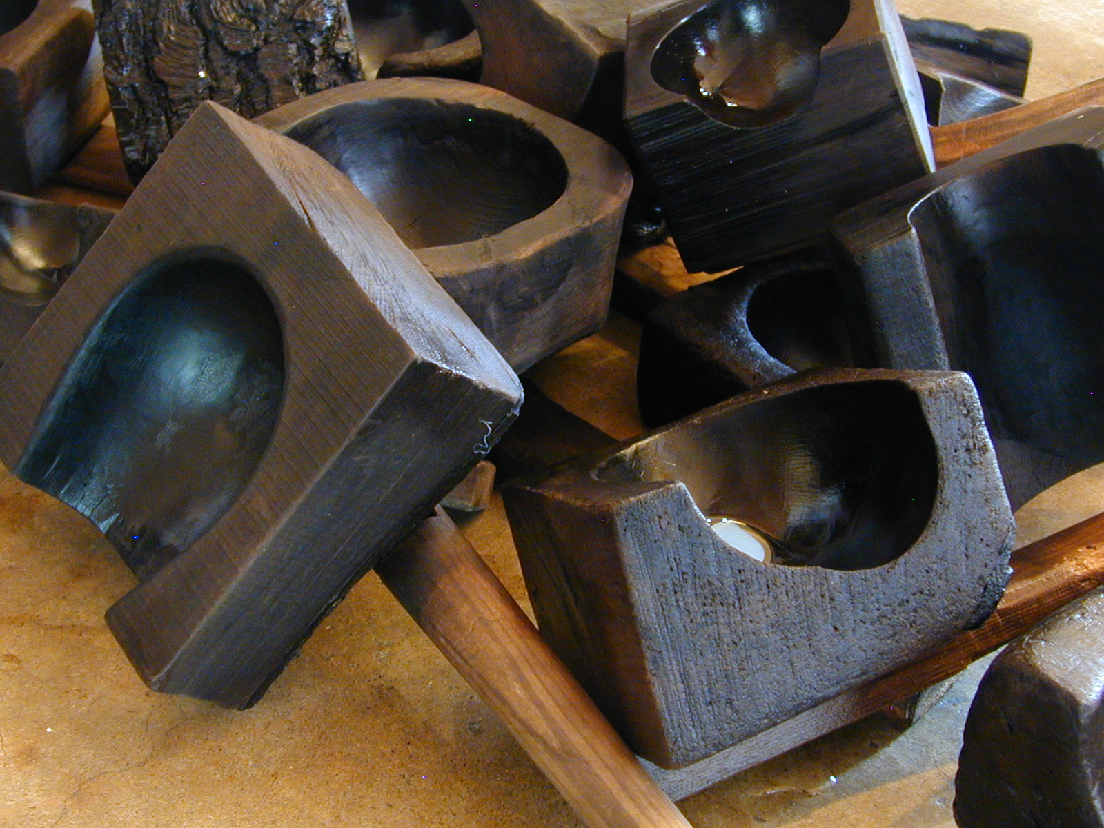wooden hot glass shaping blocks