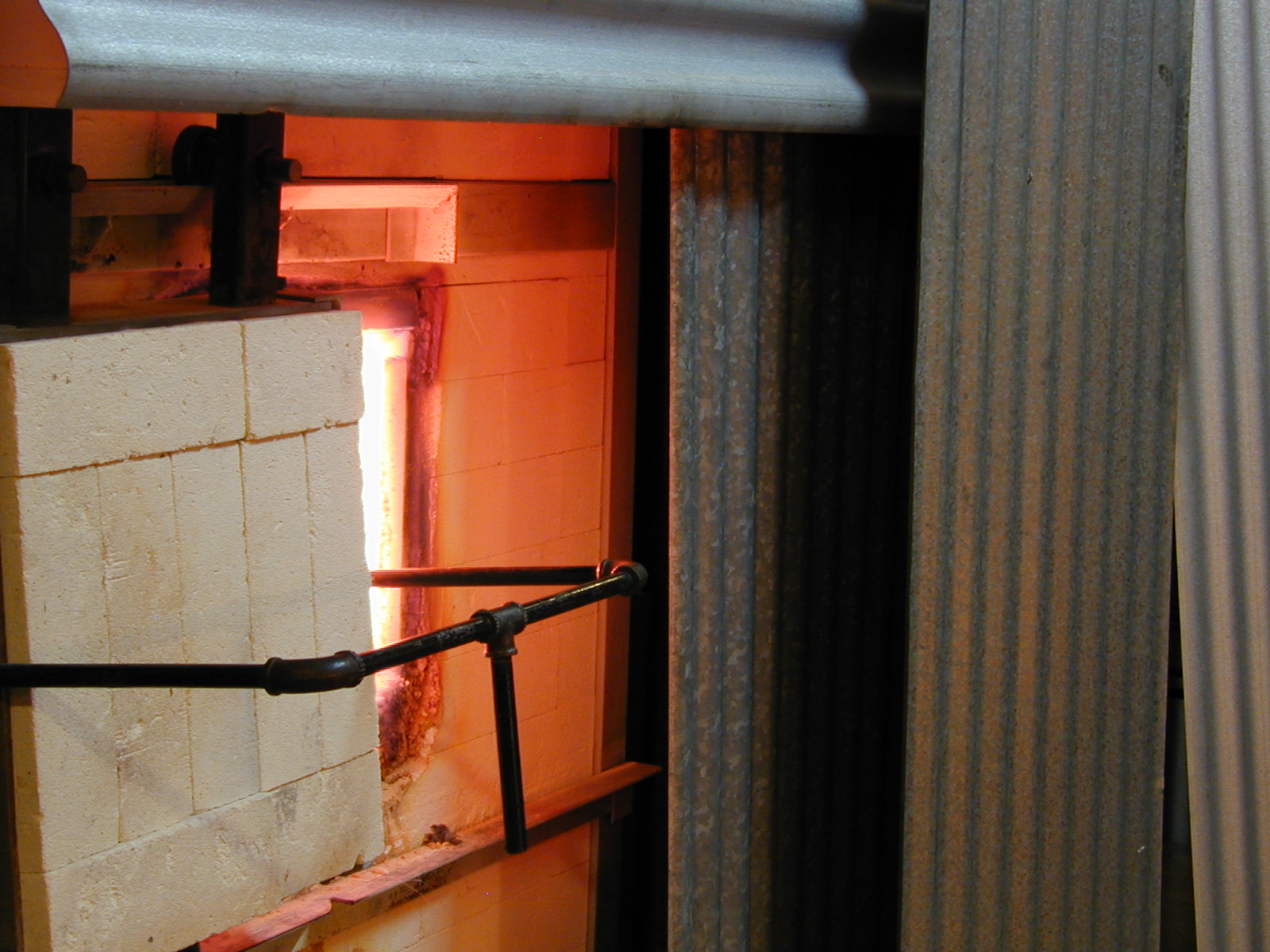 The glass furnace door.