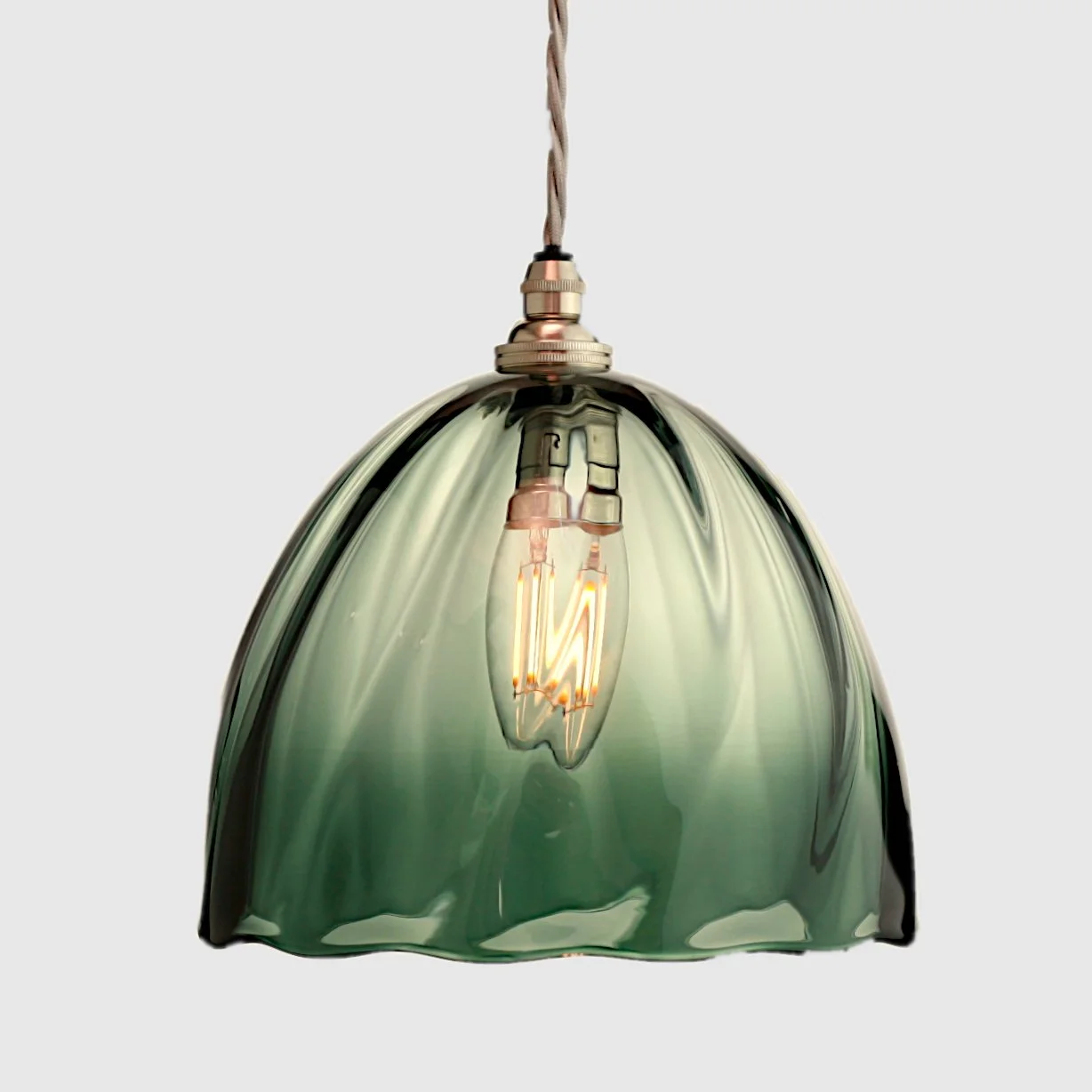 Medium Single Beanie Pendant Light in Smoke Green MDB018